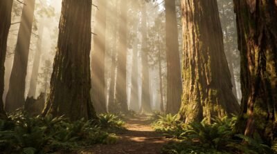 Whispering Redwood Forest Wallpaper